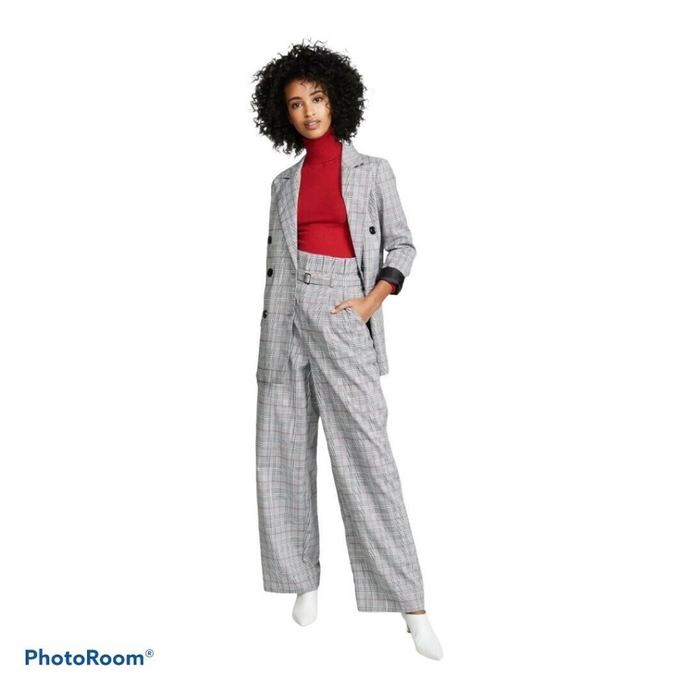 New English Factory High Waist Plaid Pants XS Gray High Rise Size XS Classic